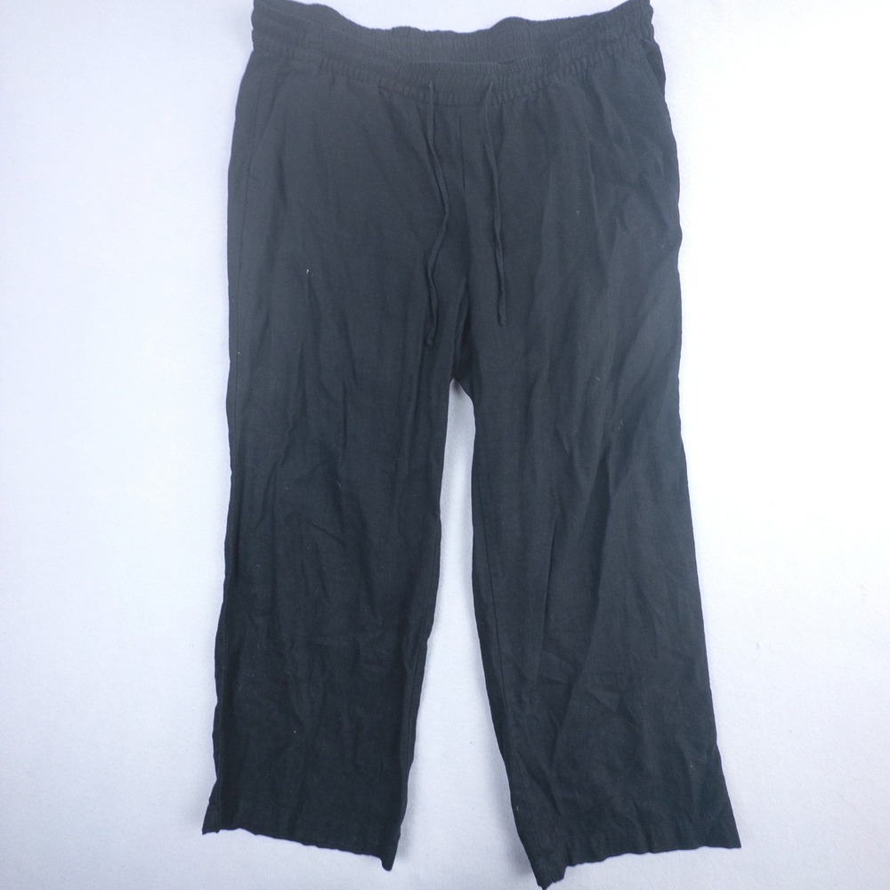 Old‎ Navy Black Linen Blend Wide Leg Relaxed Fit Pants Womens Large